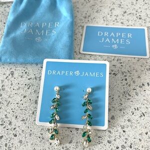 Draper James Emerald and Silver Leaf Earrings